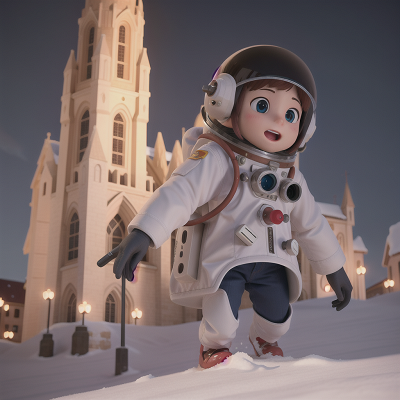 Image For Post Anime, cathedral, snow, astronaut, force field, success, HD, 4K, AI Generated Art