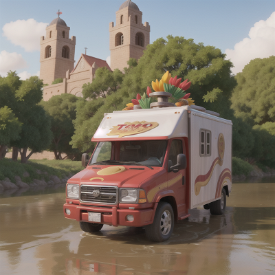 Image For Post Anime, taco truck, maze, river, treasure, tower, HD, 4K, AI Generated Art
