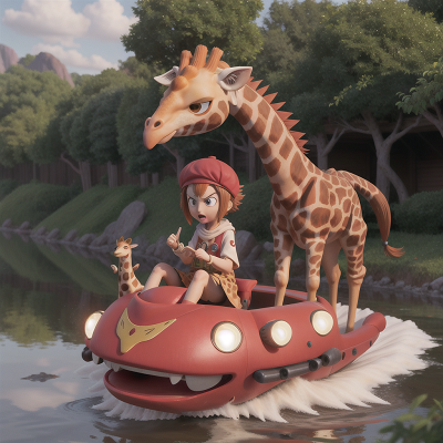 Image For Post Anime, cursed amulet, anger, giraffe, hovercraft, confusion, HD, 4K, AI Generated Art