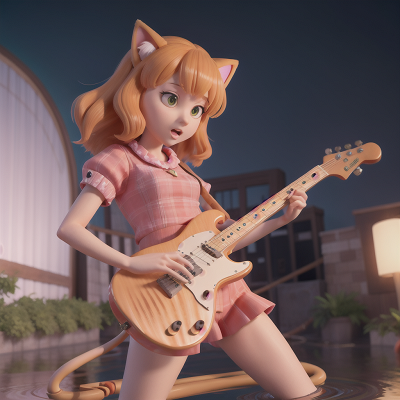 Image For Post Anime, electric guitar, trumpet, flood, cat, queen, HD, 4K, AI Generated Art