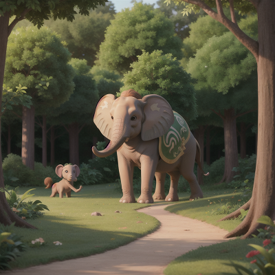 Image For Post Anime, elephant, griffin, forest, fairy dust, park, HD, 4K, AI Generated Art
