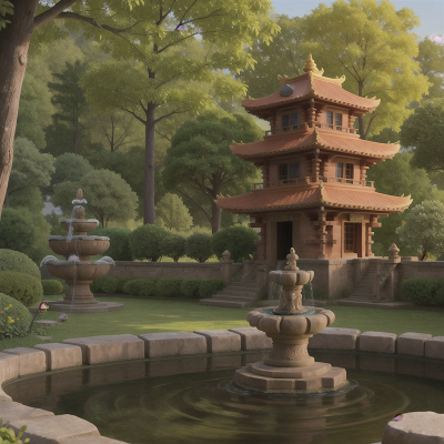 Image For Post Anime, tiger, forest, temple, castle, fountain, HD, 4K, AI Generated Art