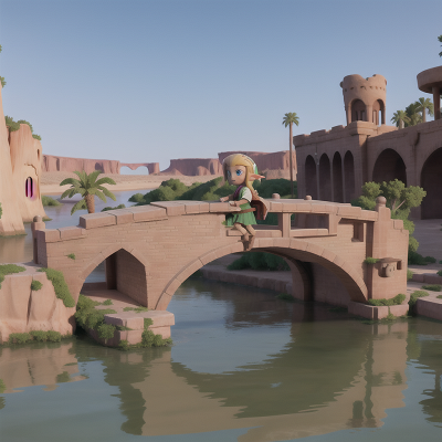 Image For Post Anime, boat, bridge, zombie, desert oasis, elf, HD, 4K, AI Generated Art