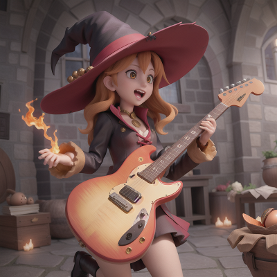 Image For Post Anime, vampire, witch's cauldron, spell book, electric guitar, golden egg, HD, 4K, AI Generated Art