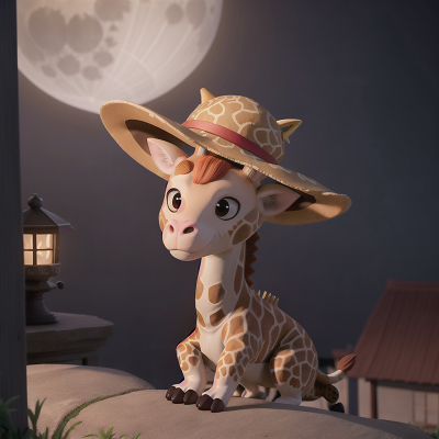 Image For Post Anime, moonlight, giraffe, hat, queen, key, HD, 4K, AI Generated Art
