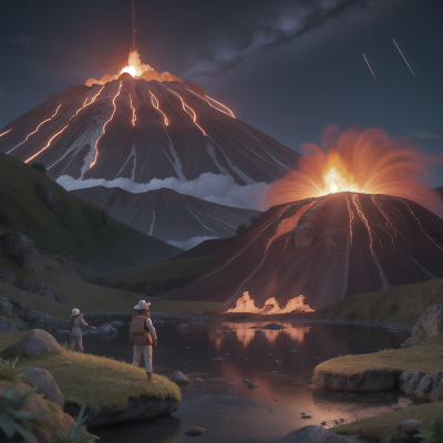 Image For Post Anime, volcano, meteor shower, yeti, swamp, fighting, HD, 4K, AI Generated Art