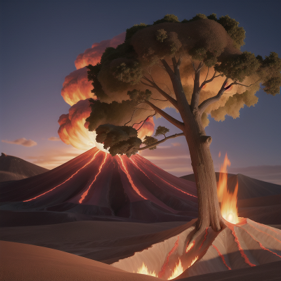 Image For Post Anime, surprise, desert, volcano, volcanic eruption, storm, HD, 4K, AI Generated Art
