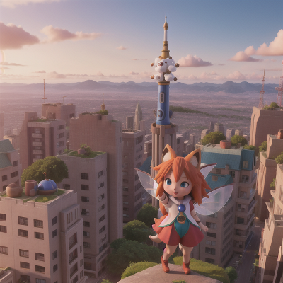 Image For Post Anime, success, fairy, rocket, city, fox, HD, 4K, AI Generated Art