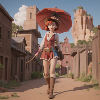 Image For Post Anime, wild west town, angel, phoenix, map, umbrella, HD, 4K, AI Generated Art