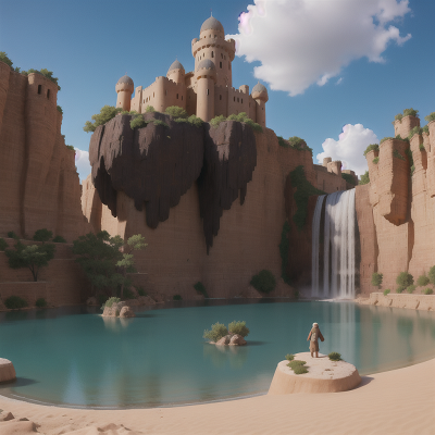 Image For Post Anime, yeti, desert, map, waterfall, castle, HD, 4K, AI Generated Art