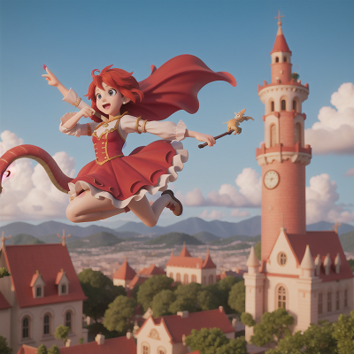 Image For Post Anime, harp, tower, jumping, dragon, circus, HD, 4K, AI Generated Art