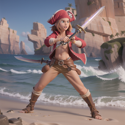 Image For Post Anime, force field, book, pirate, beach, sword, HD, 4K, AI Generated Art
