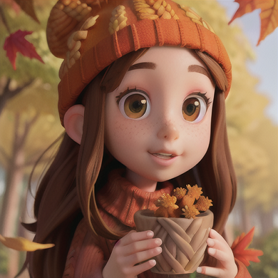 Image For Post Anime Art, Talented young artist, freckled face with chestnut hair, amidst a canopy of autumn leaves