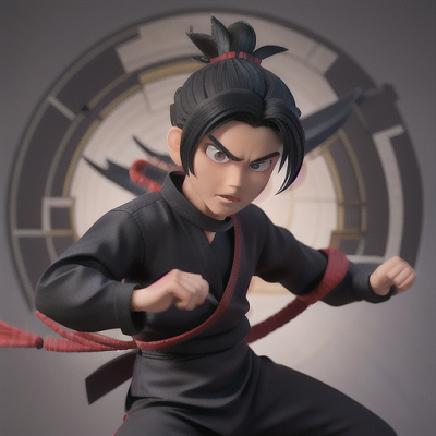 Image For Post Anime Art, Ninja mathematician, jet-black hair neatly tied back, in a hidden dojo
