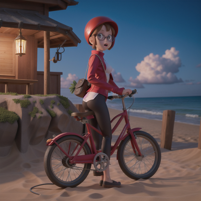 Image For Post Anime, beach, lamp, bicycle, teleportation device, surprise, HD, 4K, AI Generated Art