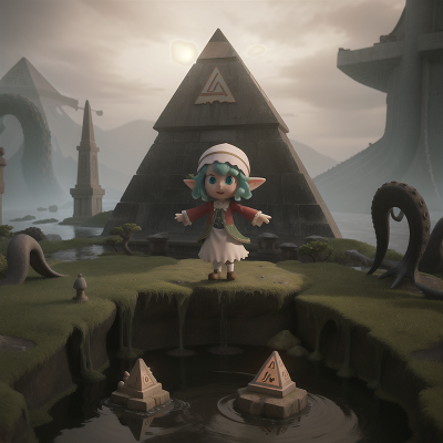 Image For Post Anime, ghostly apparition, pyramid, elf, kraken, swamp, HD, 4K, AI Generated Art