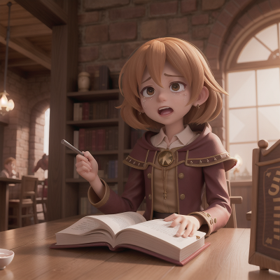 Image For Post Anime, coffee shop, crying, wizard, queen, spell book, HD, 4K, AI Generated Art