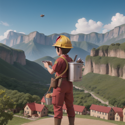 Image For Post Anime, firefighter, bakery, treasure, farmer, mountains, HD, 4K, AI Generated Art