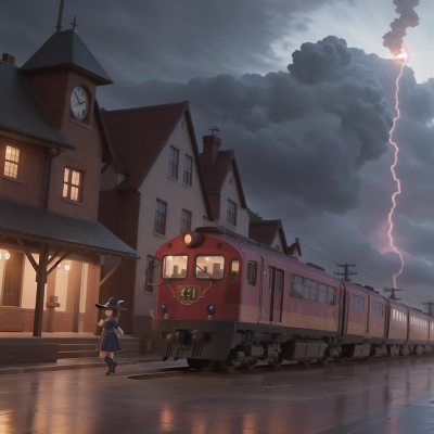 Image For Post Anime, storm, train, city, monkey, witch, HD, 4K, AI Generated Art
