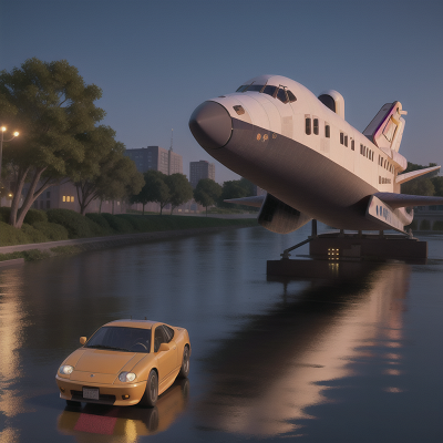 Image For Post Anime, space shuttle, museum, car, city, river, HD, 4K, AI Generated Art