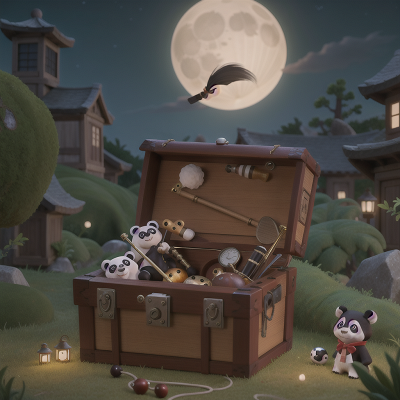Image For Post Anime, moonlight, treasure chest, panda, bagpipes, doctor, HD, 4K, AI Generated Art