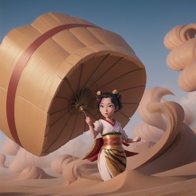 Image For Post Anime, treasure, geisha, wind, tiger, sandstorm, HD, 4K, AI Generated Art