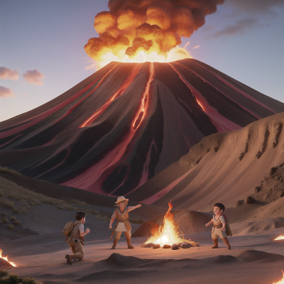Image For Post Anime, volcano, fighting, celebrating, archaeologist, king, HD, 4K, AI Generated Art