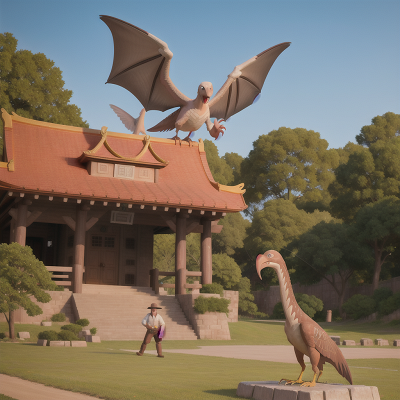 Image For Post Anime, farmer, celebrating, park, pterodactyl, temple, HD, 4K, AI Generated Art