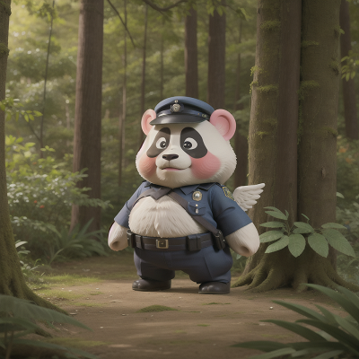 Image For Post Anime, forest, police officer, angel, ogre, panda, HD, 4K, AI Generated Art