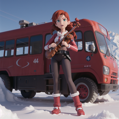 Image For Post Anime, avalanche, cyborg, violin, bus, bravery, HD, 4K, AI Generated Art