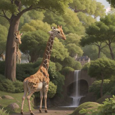 Image For Post Anime, giraffe, forest, castle, thunder, flute, HD, 4K, AI Generated Art