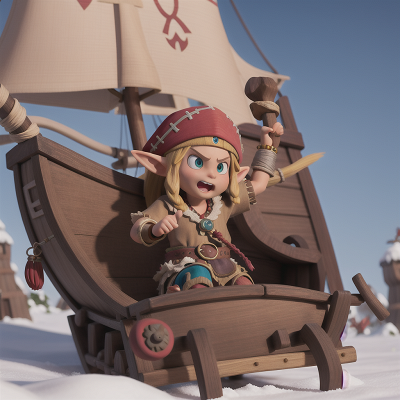 Image For Post Anime, tribal warriors, sled, elf, pirate ship, cursed amulet, HD, 4K, AI Generated Art