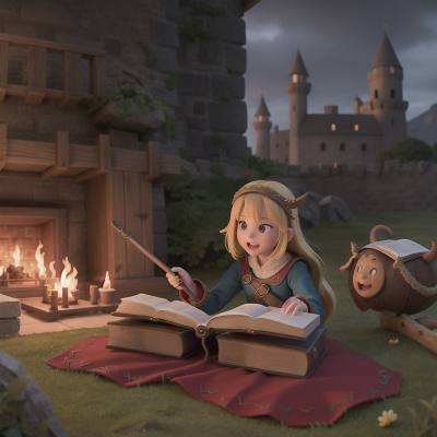 Image For Post Anime, joy, spell book, medieval castle, vikings, bravery, HD, 4K, AI Generated Art