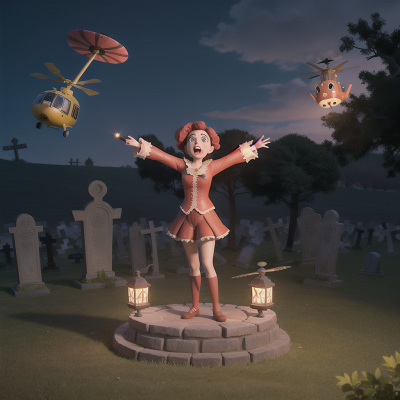 Image For Post Anime, haunted graveyard, drought, circus, helicopter, singing, HD, 4K, AI Generated Art