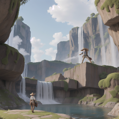 Image For Post Anime, cowboys, waterfall, city, scientist, spaceship, HD, 4K, AI Generated Art
