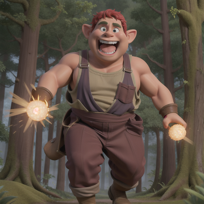 Image For Post Anime, mechanic, laughter, ogre, storm, enchanted forest, HD, 4K, AI Generated Art