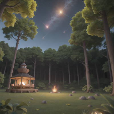 Image For Post Anime, meteor shower, forest, flying carpet, farm, alien planet, HD, 4K, AI Generated Art