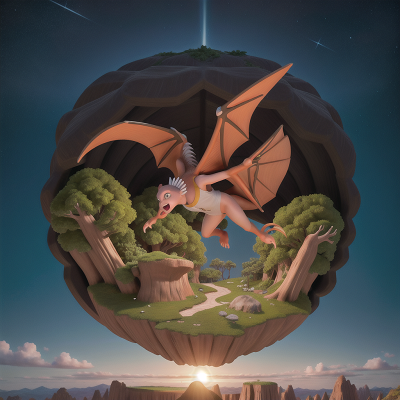 Image For Post Anime, pterodactyl, dwarf, space, forest, desert, HD, 4K, AI Generated Art