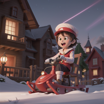 Image For Post Anime, laser gun, sled, hat, haunted mansion, key, HD, 4K, AI Generated Art