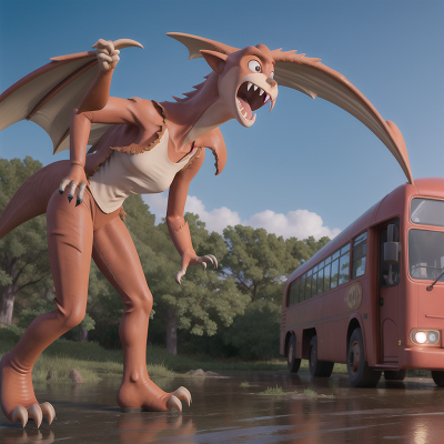 Image For Post Anime, drought, pterodactyl, bigfoot, bus, haunted mansion, HD, 4K, AI Generated Art