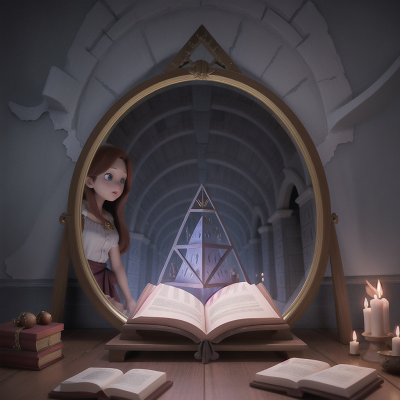 Image For Post Anime, bridge, spell book, pyramid, enchanted mirror, ghostly apparition, HD, 4K, AI Generated Art