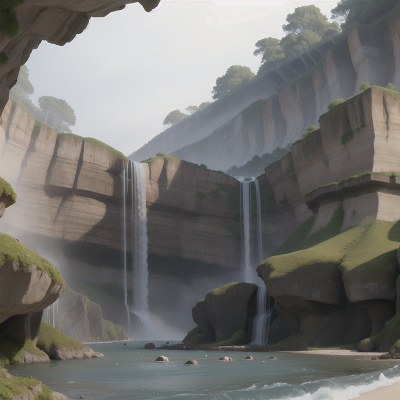 Image For Post Anime, river, beach, fog, queen, waterfall, HD, 4K, AI Generated Art