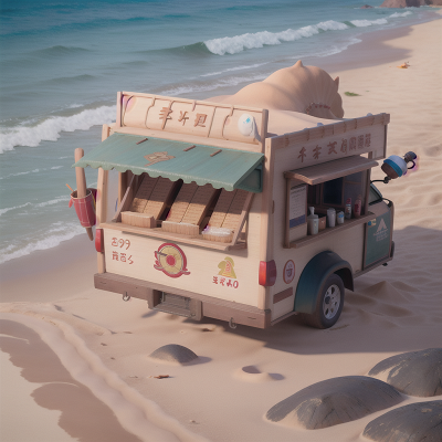 Image For Post Anime, cursed amulet, beach, map, drought, taco truck, HD, 4K, AI Generated Art