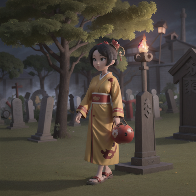 Image For Post Anime, firefighter, fruit market, geisha, ghostly apparition, haunted graveyard, HD, 4K, AI Generated Art