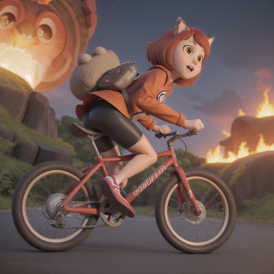 Image For Post Anime, bicycle, cat, lava, bigfoot, owl, HD, 4K, AI Generated Art
