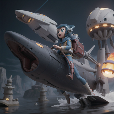 Image For Post Anime, spaceship, flood, wizard, alien, bravery, HD, 4K, AI Generated Art