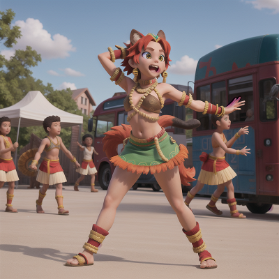 Image For Post Anime, market, tribal warriors, chimera, bus, dancing, HD, 4K, AI Generated Art
