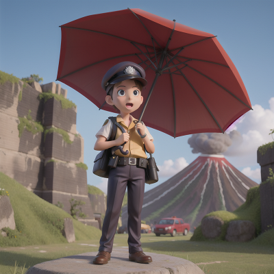 Image For Post Anime, map, umbrella, volcano, school, police officer, HD, 4K, AI Generated Art