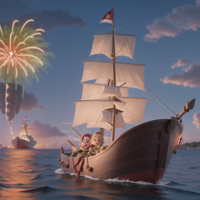 Image For Post Anime, chimera, boat, school, fireworks, elf, HD, 4K, AI Generated Art
