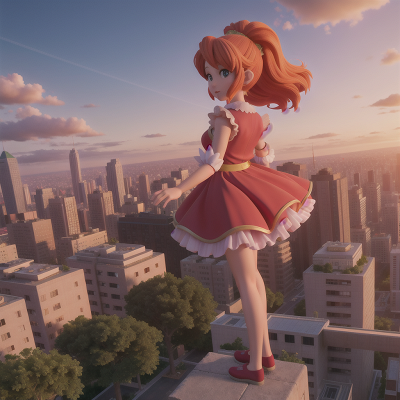 Image For Post Anime, skyscraper, earthquake, sunset, fairy, park, HD, 4K, AI Generated Art